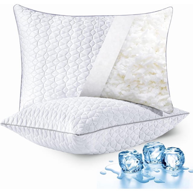Cooling Pillows Queen Size Shded Memory Foam Pillows Adjustable Firm Bed Pillows Cool Cold Pillow for Hot Side Back Stomach Sleepers with Removable Washable Cover ” x ”