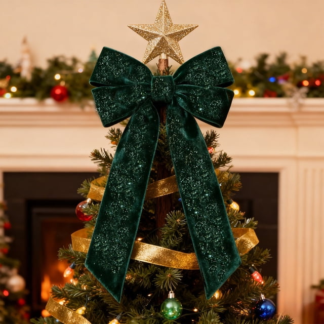 ABPWLY Velvet Ribbon 5 Yards Green Glitter Christmas DIY Bow Wrapping Holiday Table Decoration Satin Flocking Craft Multipack Multiple Widths 1Pc 177.17in
