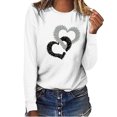 thumbnail image 2 of IROINID Liquidation Hauts à Manches Longues pour Femmes T-shirt Imprimé Décontracté Col Rond Ample Blouse, Blanc, 2 of 5