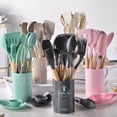 thumbnail image 4 of Kitchen Tools Silicone Cooking Utensils Set for Kitchen,446°F Heat Resistant 12 Pcs Non-Stick Cooking Set with Wooden Handle Spatula Turner Spoon Tongs Whisk Kitchen Furniture, 4 of 4