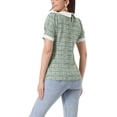 thumbnail image 3 of INSPIRE CHIC Tweed Top for Women's Button Decor Peter Pan Collar Blouse Green S, 3 of 6