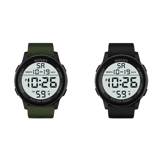 (2-Pack) Rinsvye Men Digital Wrist Sport Womens Watch with Numbers Analog Watch Men's Watch Wrist Stop Watch Digital Watch Classic Digital Watch Countdown Timer Watch