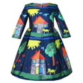 thumbnail image 1 of Robe Fille Maison Imprimé Arbre Dessin Animé Manches Longues Robe d'Hiver 7 Ans, 1 of 6