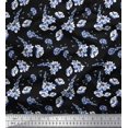 thumbnail image 1 of Soimoi Blue Rayon Fabric Leaves & Floral Decor Fabric Printed BTY 42 Inch Wide, 1 of 3