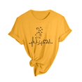 thumbnail image 5 of TSADFHJI Chandails Molletonnés Femmes Grande Taille Femmes Printemps Été Chats Imprimés Manches Courtes Col Rond T-Shirt Haut TTG Jaune, 5 of 5