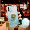 thumbnail image 1 of Étui avec Béquille pour Bague Pailletée Compatible avec Support Bling Scintillant en Diamant Strass et Dragonne Boule de Fourrure Duveteuse pour Filles Femmes (iPhone 11), 1 of 6