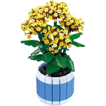 Flowers Bouquets Building Blocks Kits Jonquil Model with Vase, DIY Artificial Flowers Bricks Toy Set for Kids and Adults Compatible with Lego