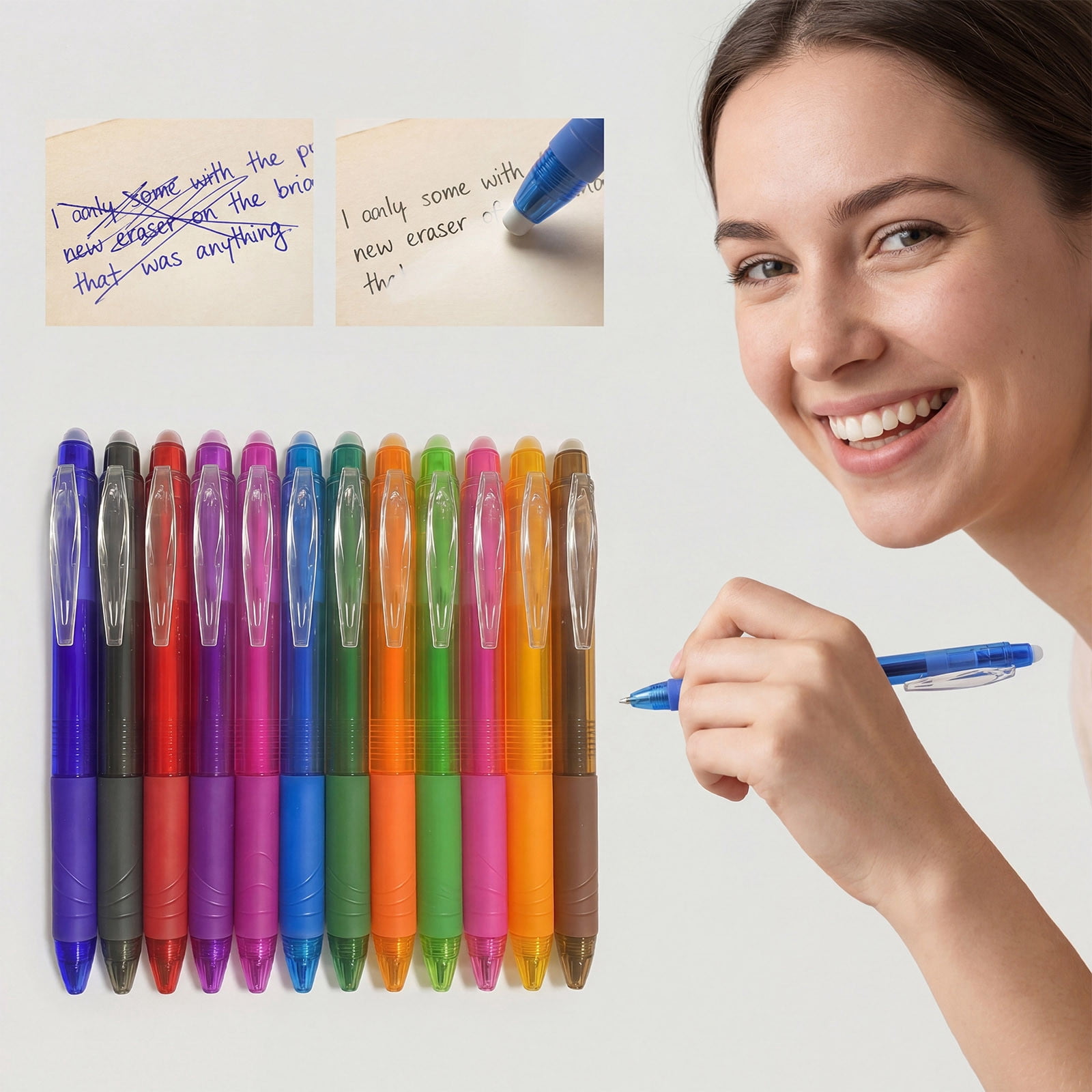 Erasable Gel Pens, Retractable Fine Point Clicker Pens with Assorted Ink Colors for Drawing, Writing, and Planner Use