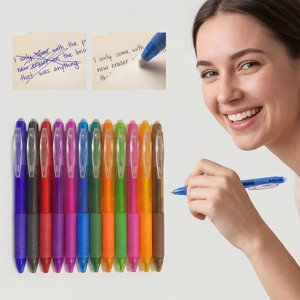Erasable Gel Pens, Retractable Fine Point Clicker Pens with Assorted Ink Colors for Drawing, Writing, and Planner Use
