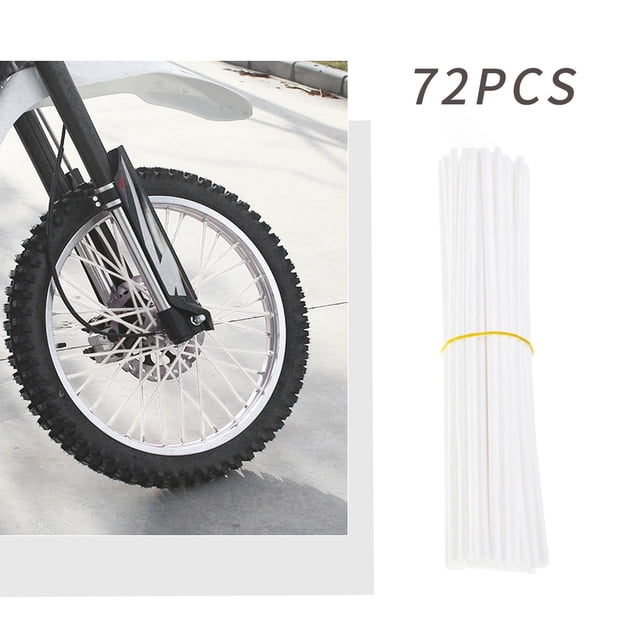 White Wheel Spoke Decoration Set 72Pcs Wheel Spoke Decoration Sleeve Bicycle Motorcycle Colored Spoke Set