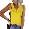 thumbnail image 1 of QUINDOS Tank Tops for Women Summer Workout Yellow Striped Round Neck Button Elastic Tank Tops Camisoles for Women, 1 of 5