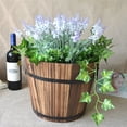 thumbnail image 4 of DOLITY Wooden Bucket Pot Flower Planter Barrel Outdoor Home Decor Round Round Top_M, 4 of 7