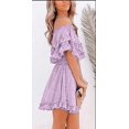 thumbnail image 2 of Women‘s Summer Off Shoulder Dress Pleated Flowy Neck Belt Printed Dress, 2 of 4