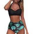 thumbnail image 1 of New Years 2022 Women Vintage Swimsuit Two Piece Retro Halter Ruched High Waist Print Bikini Set, 1 of 6