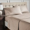 thumbnail image 4 of Hotel Style 4-Piece 600 Thread Count Beige Stripe Egyptian Cotton Adult Bed Sheet Set, King-Deep Pocket, 4 of 6