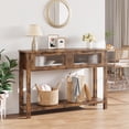 thumbnail image 4 of Yiwa 43-Inch Slim Console Table, Modern 2-Tier Sofa/Entryway Table with 2 Glass Storage Drawers for Living Room, Hallway & Foyer, 4 of 8