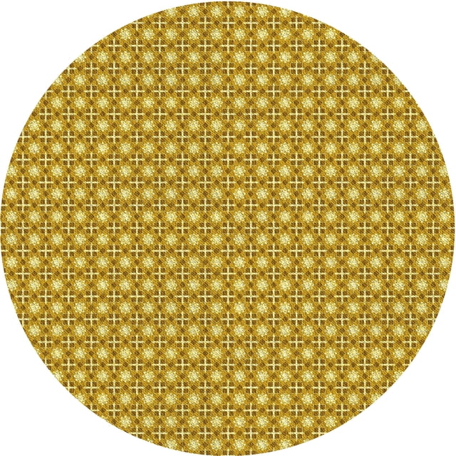 Ahgly Company Tapis de Zone Rond d'Intérieur Lavable à la Machine, Transitionnel, Jaune Or Vif, 3 Pieds Rond
