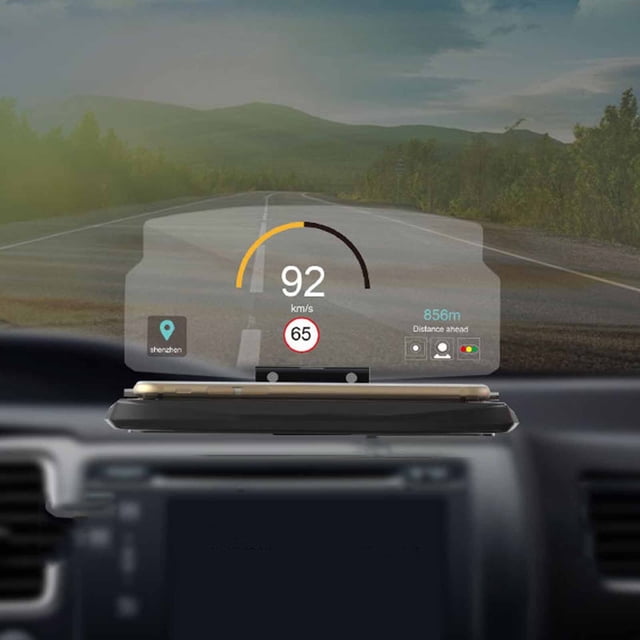 Birdeem Bloc de Recharge Rapide, Affichage Tête Haute, Projecteur de Navigation Automobile Hud Mobile Affichage Tête Haute Induction Intelligente Recharge Sans Fil Rapide Android et Ios, avec Base Fixe