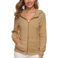 thumbnail image 1 of Innerwin Cardigans Long Sleeve Ladies Hoodies Fall Front Zip Leisure Sweatshirt Khaki 2XL, 1 of 3