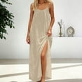 thumbnail image 3 of Daiosportswear Robe Longue de Détente pour Femmes à Bretelles Spaghetti, Dos Nu, Coupe Ample, Robe-Robe à Manches Courtes pour Femmes Beige TG(TG), 3 of 7