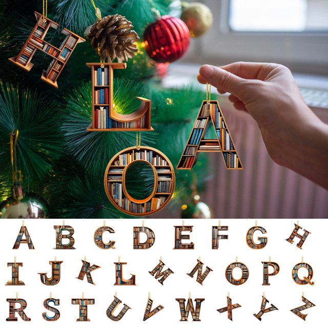 LSLJS 26 Letters Christmas Tree Decoration Pendant Christmas Tree Ornaments Personalized DIY Christmas Ornaments Christmas Decorations Xmas Tree Hanging Decor