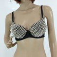 thumbnail image 3 of CAROOTU Soutien-Gorge Steampunk pour Femmes avec Clous à Pointes Rivet Fête Boîte de Nuit Rave Soutien-Gorge de Sport, 3 of 5