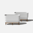 thumbnail image 1 of Veradek Demi Series Raised 30" Long Plastic-Stone Planter - (White/Brown, 2 Pack), 1 of 8