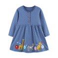 thumbnail image 1 of MIASHUI Robe Fleurie à Manches Longues pour Filles, Robes Décontractées pour Tout-Petits, Bleu Foncé, 1-2 Ans, 1 of 8