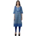 thumbnail image 2 of Moomaya Robes Indiennes pour Femmes Décontractées d'Été Imprimées Manches 3/4 Longue Kurta, 2 of 6