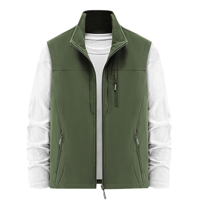 Styesk Jackets for Men Men's Thin Workwear Solid Color Stand Collar Sleeveless Jacket Tank