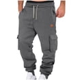thumbnail image 1 of AherBiu Sweatpants For Men Fleece Lined Drawstring Elastic Waisted Joggers With Multi Pockets Outdoor Gym Workout Cargo Pants, 1 of 6