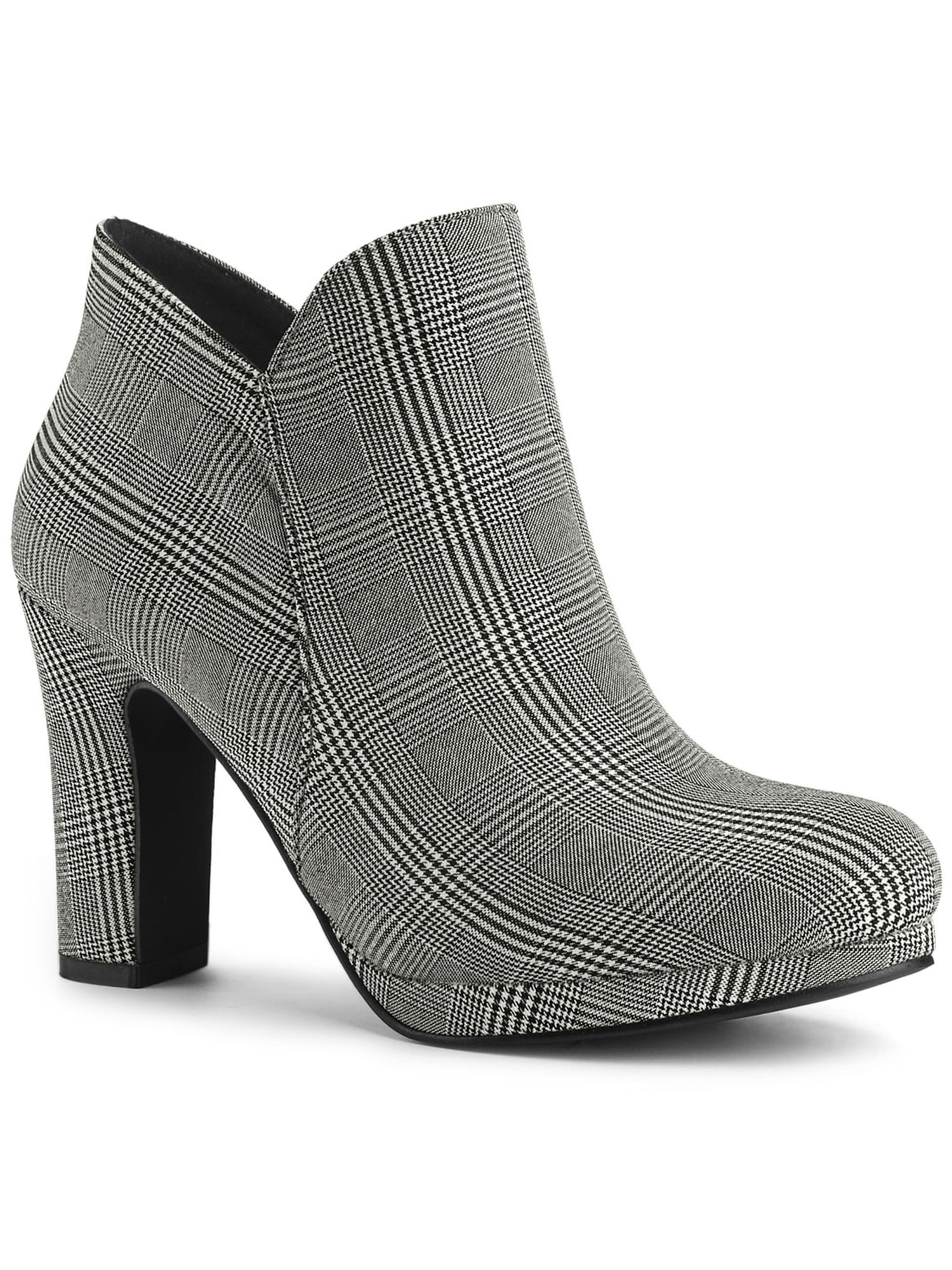 Unique Bargains Bottes à Talon Épais à Bout Rond pour Femmes