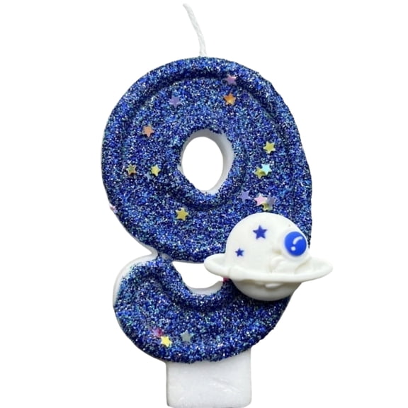 Fournitures de Fête Étoilées, Bougies à Thème Planète Bougies Vaisseaux Spatiaux Bougies Bleu Foncé Bougies d'Anniversaire à Thème Espace Bougies d'Anniversaire à Thème Planète Cosmique Décoration de Fête d'Anniversaire, Numéro de Planète 9