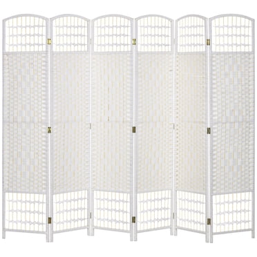 HOMCOM 5.6ft Folding Room Divider, Freestanding Privacy Screen, White