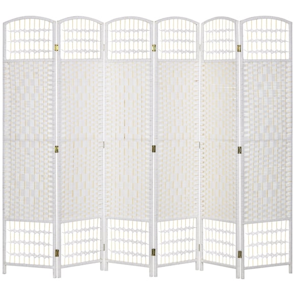HOMCOM 5.6ft Folding Room Divider, Freestanding Privacy Screen, White