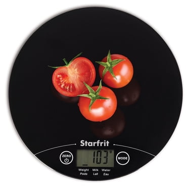 Starfrit Balance De Cuisine Digitale, Plateforme En Verre, Mesure Poids Et Volume, Conversion Automatique Métrique/Impériale, Fonctions Tare Et Zéro, Précision 5kg/11lb