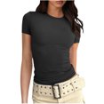 thumbnail image 2 of BVOFAR Hauts Côtelés d'Été pour Femmes 2025 Col Rond Manches Courtes T-Shirts Décontractés Confortables Coupe Ajustée, 2 of 5