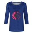 thumbnail image 3 of KIHOUT Nouveautés Tuniques pour Femmes à Manches 3/4, Hauts Décontractés Coupe Ample, T-Shirt à Col Rond Imprimé Graphique pour la Journée du Cancer du Sein, 3 of 3