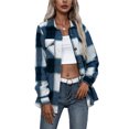 thumbnail image 1 of Women Plaid Flannel Shirt Jacket Button Down Lapel Long Sleeve Shacket Cardigan Coats Fall Spring Clothes, 1 of 4