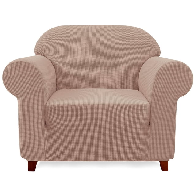 2024 Housse de Causeuse en Polyester Uni Imprimée en Couleur Chocolat Affichée sur une Causeuse. la Housse Présente un Motif à Grille Texturé, des Coins Élastiques Intégrés pour un Ajustement Serré, et un Matériau Extensible pour une application Facile. Fabriquée à Partir de 85 % de Polyester et 15 % d'Élasthanne, Elle Est Douce, Respirante, durable et Sert de Protège-Canapé. Convient aux Causeuses de 57 à 70 Pouces de Large.