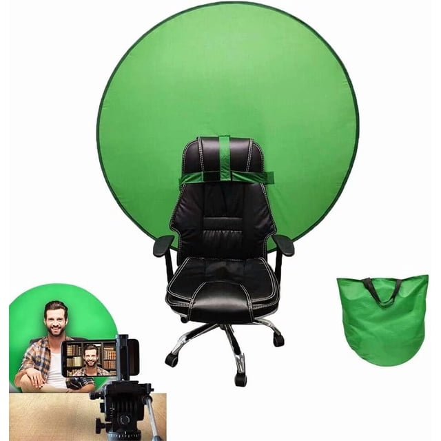 Green screen background, green screen for photo, foldable background, 142 cm diameter, with carrying bag