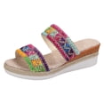 thumbnail image 1 of IUJSOY Women's Wedge Platform Sandals Espadrilles Two Strap Colorful Embroidery Slip on Slides, 1 of 9