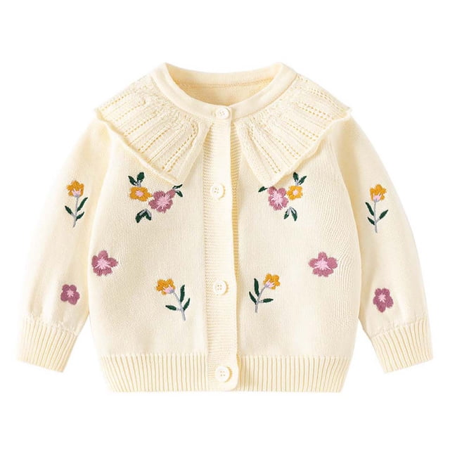 Posijego Toddler Baby Girls Cardigan Sweaters Long Sleeve Knit Open Front Button Sweater Fall Winter Clothes