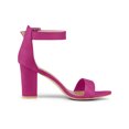 thumbnail image 3 of BLISSFUL STEP Women's Shoes Ankle Strap Block Heel Buckle Open Toe Sandals Hot Pink 9, 3 of 7