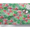 thumbnail image 2 of Soimoi Satin Silk Fabric Tropical Leaves & Flamingo Bird Print Fabric by Yard 42 Inch Wide, 2 of 3