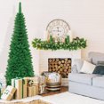 thumbnail image 3 of Gymax 6.5ft Pre-Lit Pencil Christmas Tree Traditional Indoor Decoration, 3 of 10