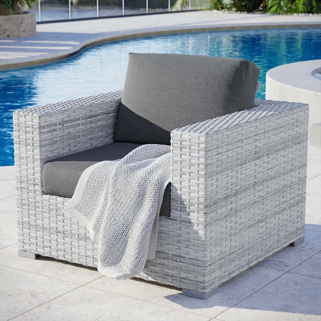 Modway Convene Outdoor Patio Furniture Armchair in Light Gray Charcoal
