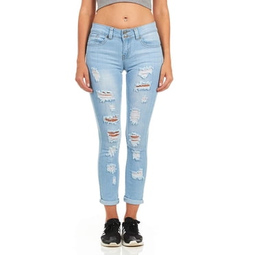 COVER GIRL by COVER GIRL Women's Ripped Distressed Plus Size Skinny Denim Jeans, 1