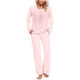 thumbnail image 2 of Timegard Womens Pajamas Sets Comfy Ruched Long Sleeve Round Neck Top and Pants Fall Loose Pjs Outfits, 2 of 6