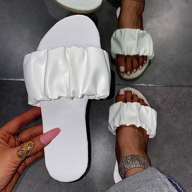 LSLJS Women's Summer Slip-On Flat Beach Slippers Open Toe Breathable Sandals Shoes, Women's Slippers